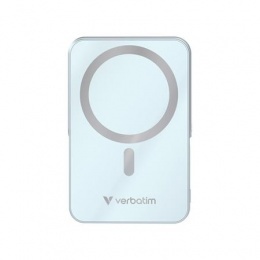 Power bank, külső akkumulátor, mágneses (vezeték nélküli), 10.000mAh, kitámasztó, VERBATIM "Charge n Go", kék